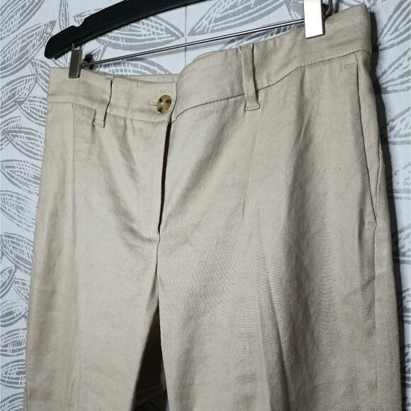 J Jill Linen Pants Stretch Tan Neutral Khaki - Picture 2 of 6